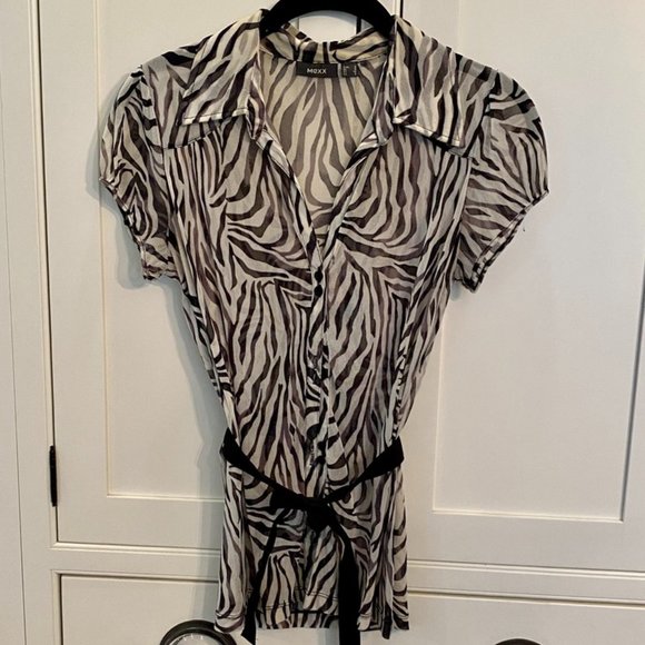 *NOT FOR SALE/SOLD* Mexx Sheer Zebra Print Blouse (Sz S) - Picture 1 of 4
